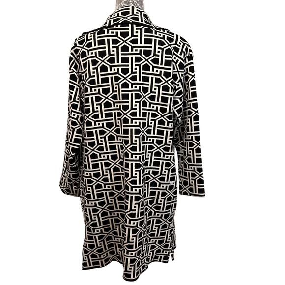 Rio & Rian New York Black White Geometric Print Duster Cardigan Womens Large L/G - Picture 2 of 8